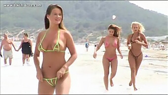 Bikini Babes Enjoy The Sun On The Beach In Ibiza