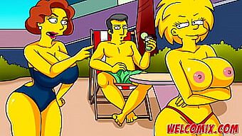 Simpsons-Inspireret Tegneserie Med Lesbisk Sex Og Analleg