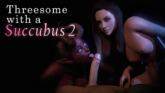 Seorang Succubus Yang Bernafsu Menikmati Threesome Panas Dengan Pasangan Dalam Video Animasi Ini