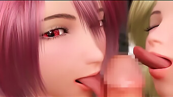 Three Japanese Anime Characters In A Steamy 3d Threesome