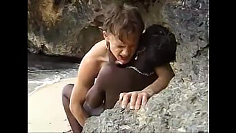 An African Teen Enjoys Anal Sex On The Beach