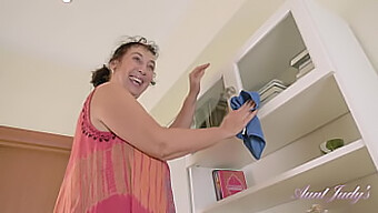 Esmerelda, A 58-Year-Old Busty Bbw Amateur Gilf, Enjoys A Day Of Cleaning And Some Steamy Actions