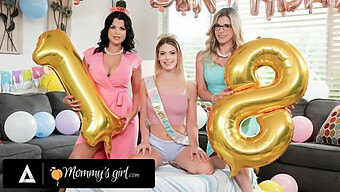 Stepmom And Stepdaughter Indulge In Sensual Birthday Surprise