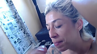 Tattooed Guy Gets Oral Pleasure From A Girl Until He Ejaculates On Her Face