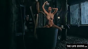 A Mature Woman With Erect Nipples Pleasuring Herself In A Dilapidated Dwelling