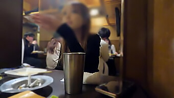 Intimate Encounter With A Slender Japanese Hostess In A Tavern