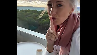 Amateur Blonde German Masturbates To Climax On Balcony In Public