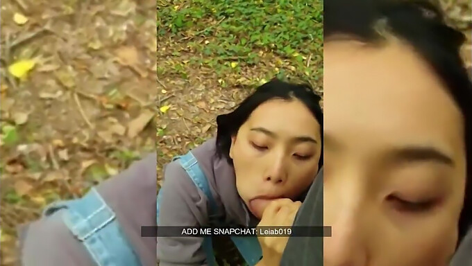 Tampilan Publik Seks Oral Yang Menampilkan Seorang Gadis Asia Yang Menawan Dan Seorang Pria Kulit Putih