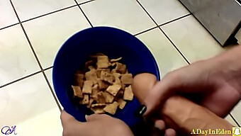 Young 18+ Babe'S Secret Fetish: Cumming On My Cereal With A Dildo