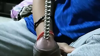 Female Performs Cock Sounding On Penis With A Toy