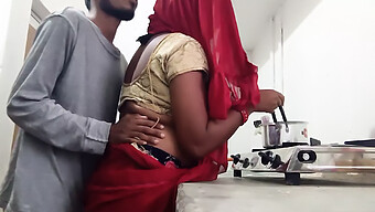 Desi Maid Fantasy With Indian Movie Starlet In Friend'S Kitchen