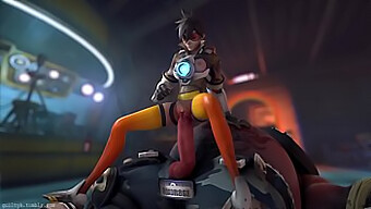 De Hete Geanimeerde Ontmoeting Van Tracer En Roadhog Met Een Schuldige Twist In Overwatch