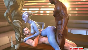 Liara T'Soni สาวสวยนมโตได้รับการสอดใส่ที่รุนแรงที่ด้านหลังที่กว้างขวางของเธอ