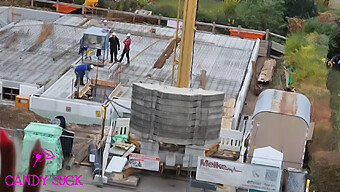 European Teen Enjoys A Public Sex Encounter On A Construction Site